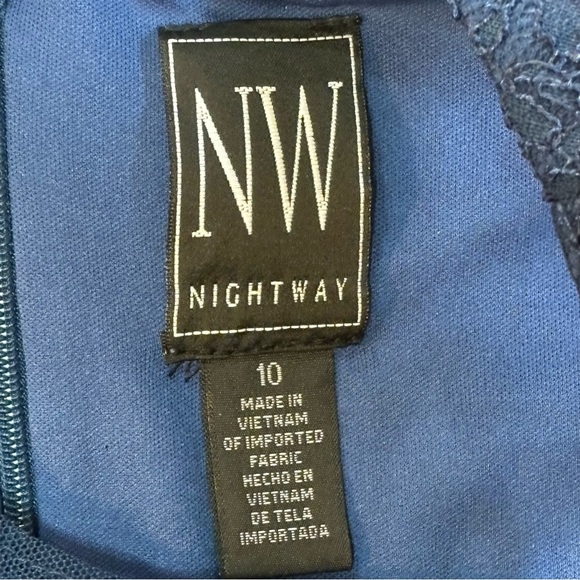 NWT Night Way Blue Lace & Sequins Cocktail Dress 10 - Picture 11 of 11